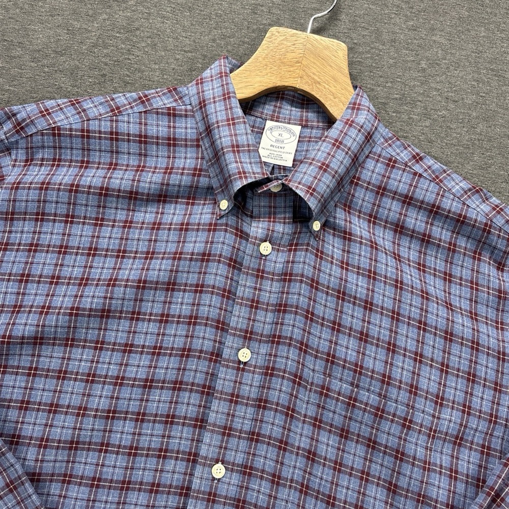 Brooks Brothers 1818 Regent Shirt Mens XL Non-Iron Tartan Plaid Button-Down